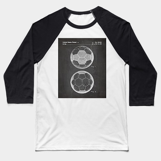 Soccer Ball Patent - Football Fan Bedroom Office Art - Black Chalkboard Baseball T-Shirt by patentpress